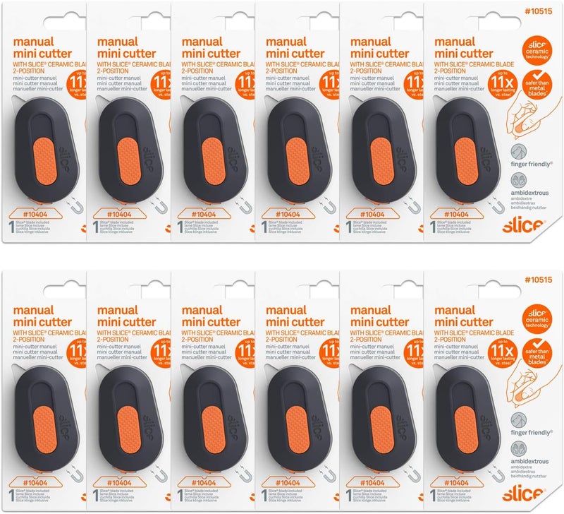 Slice Mini Box Cutter | Manual Retracting | Safe Ceramic Box Cutter Lasting 11x Longer than Metal | Keychain Box Opener | 12 Pack - Image 1